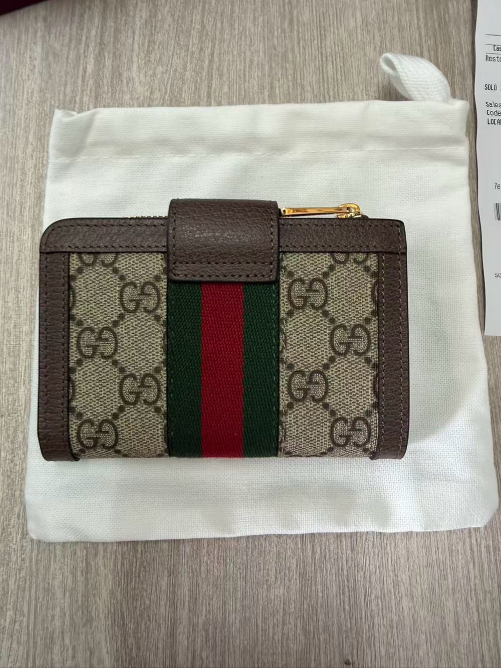 Gucci Brown GG Canvas Wallet with Green and Red Web Stripe - Picture 3 of 16